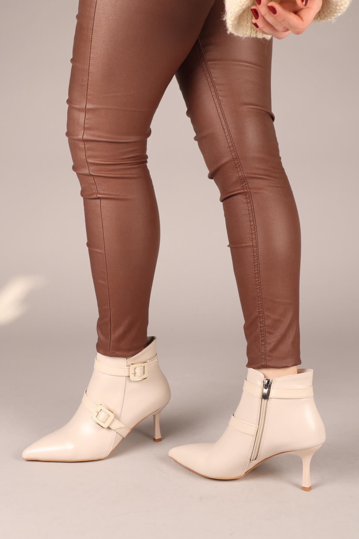 ERİKA Cilt Tokalı Topuklu Bot TENBOT