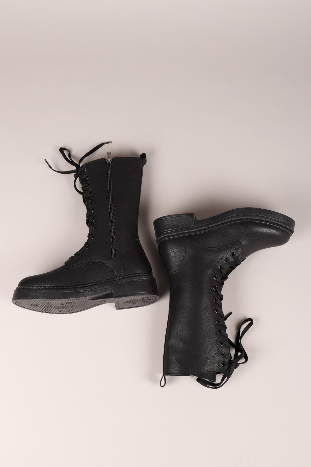 EVA Bağcıklı Yarım Çizme SİYAHÇİZME 