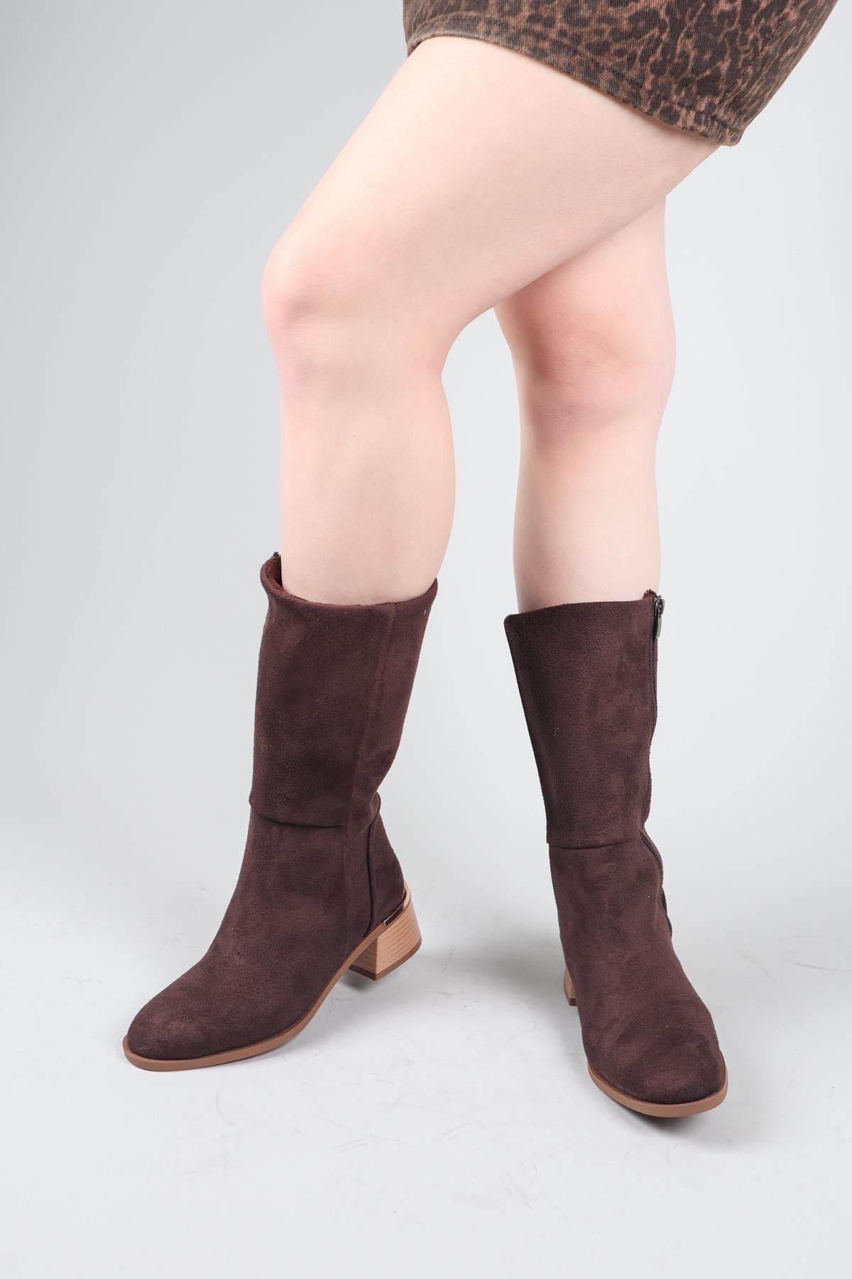 FAYE Süet Yarım Çizme ACI KAHVEÇİZME 