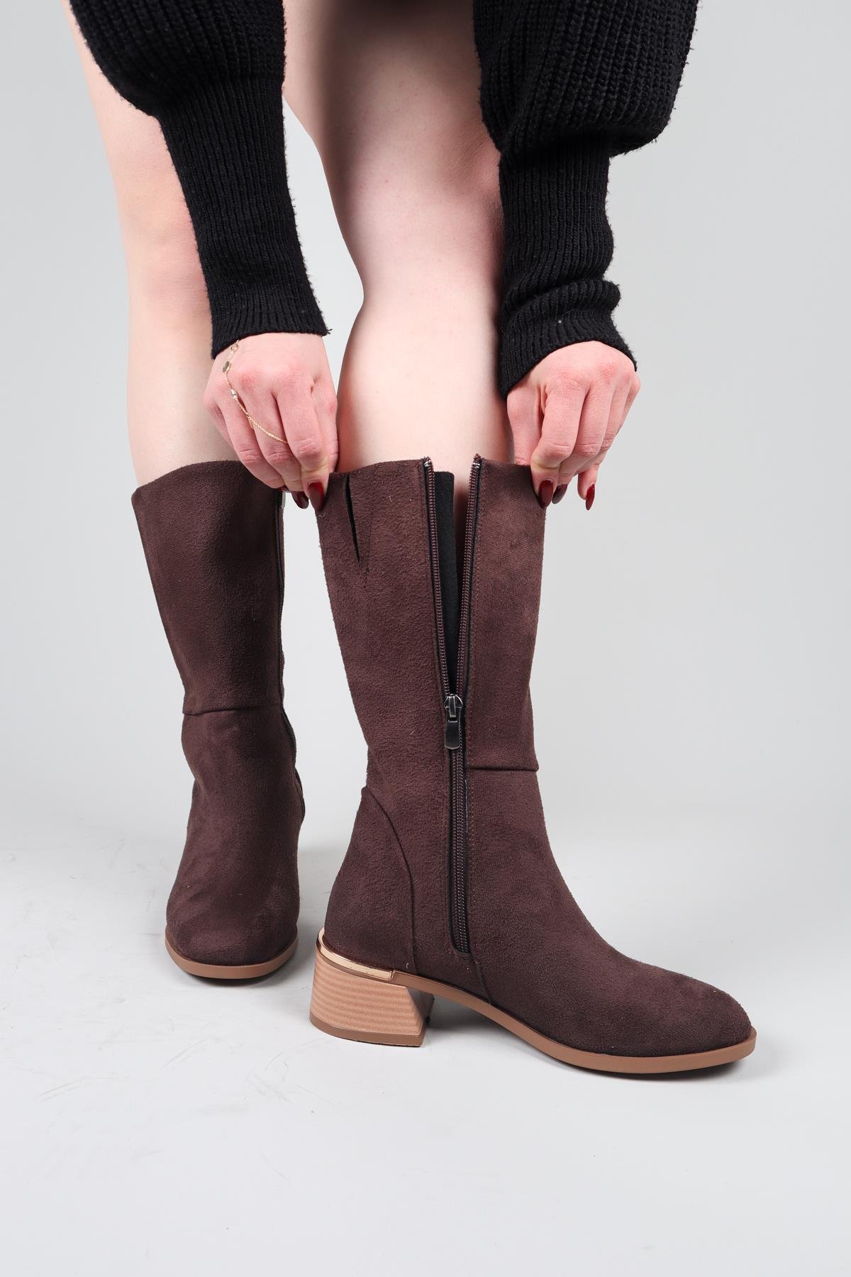 FAYE Süet Yarım Çizme ACI KAHVEÇİZME 