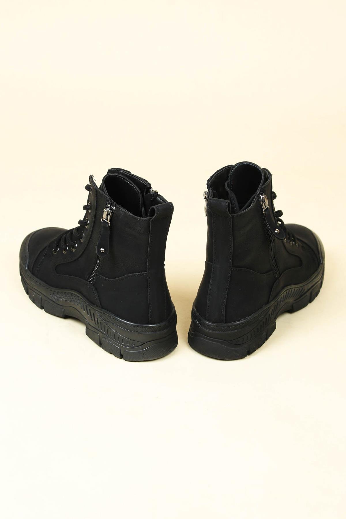 Fermuar ve Dikiş Detaylı Bot SİYAHBOT