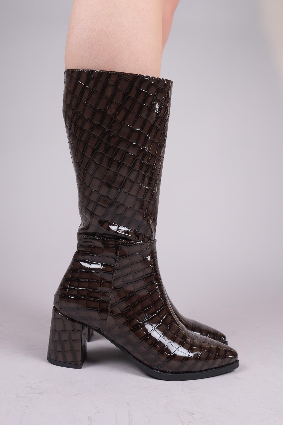 GLORİA Kroko Yarım Çizme KAHVERENGİÇİZME 