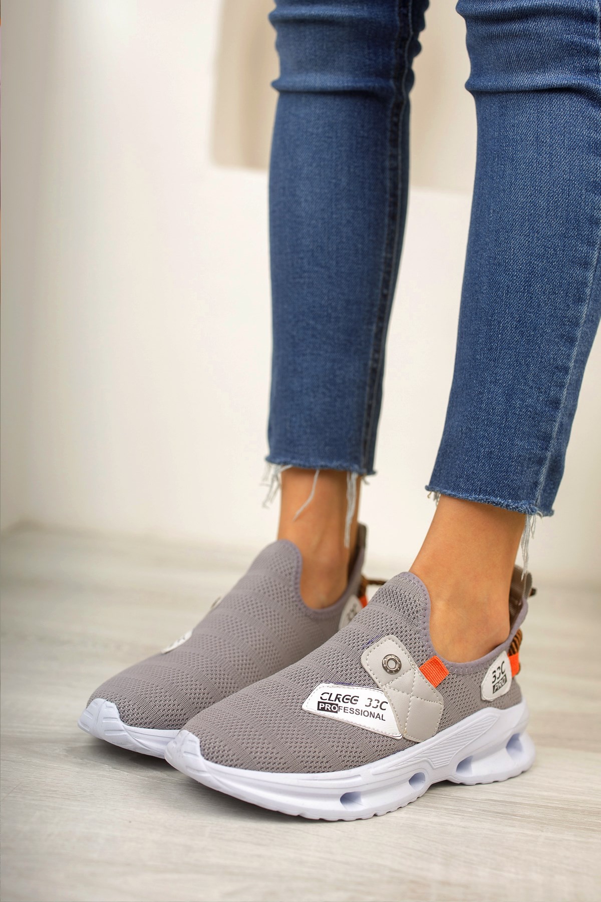 Gri Triko Kadın SneakersSPOR AYAKKABI
