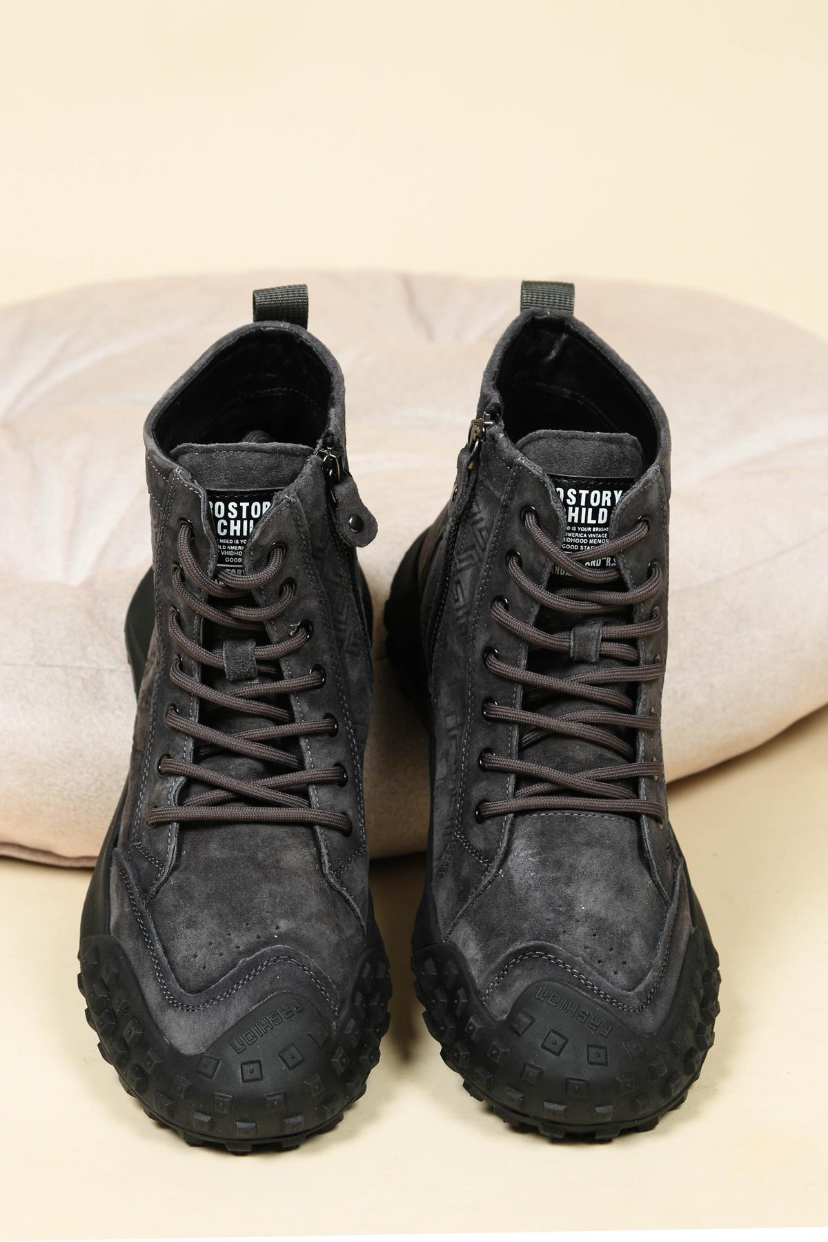 GUJA Baskı Detaylı Bağcıklı Erkek Bot GRİERKEK