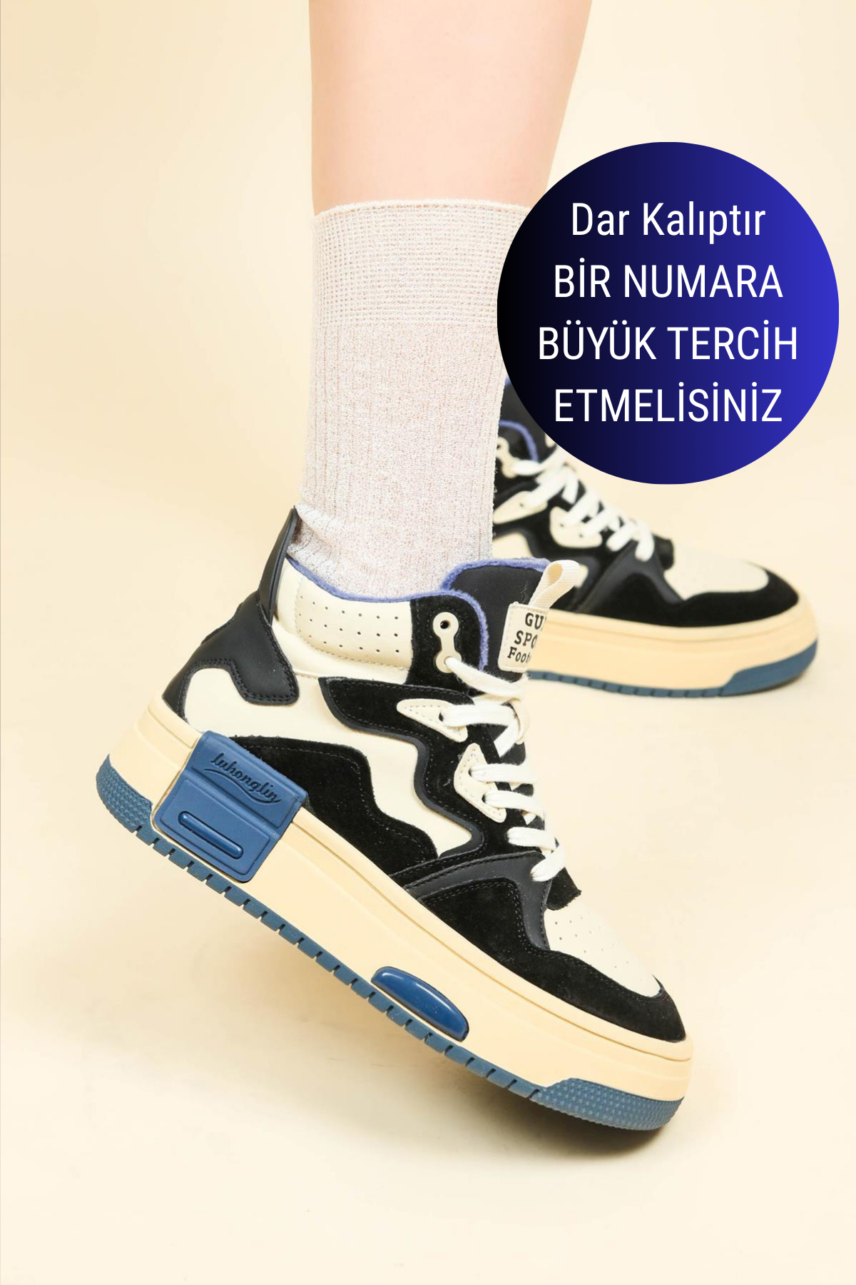 GUJA Garnili Kalın Taban Sneakers SİYAHBOT