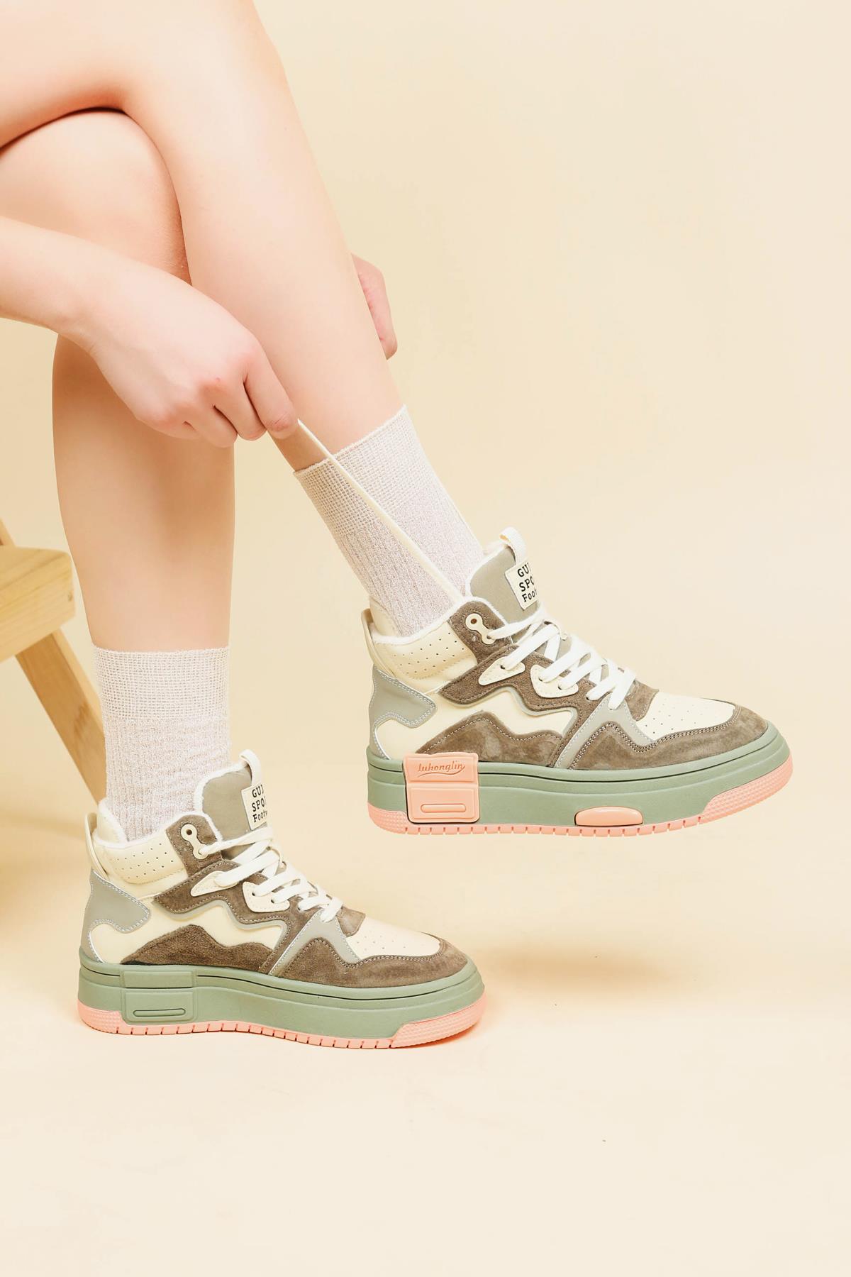 GUJA Garnili Kalın Taban Sneakers YEŞİLBOT