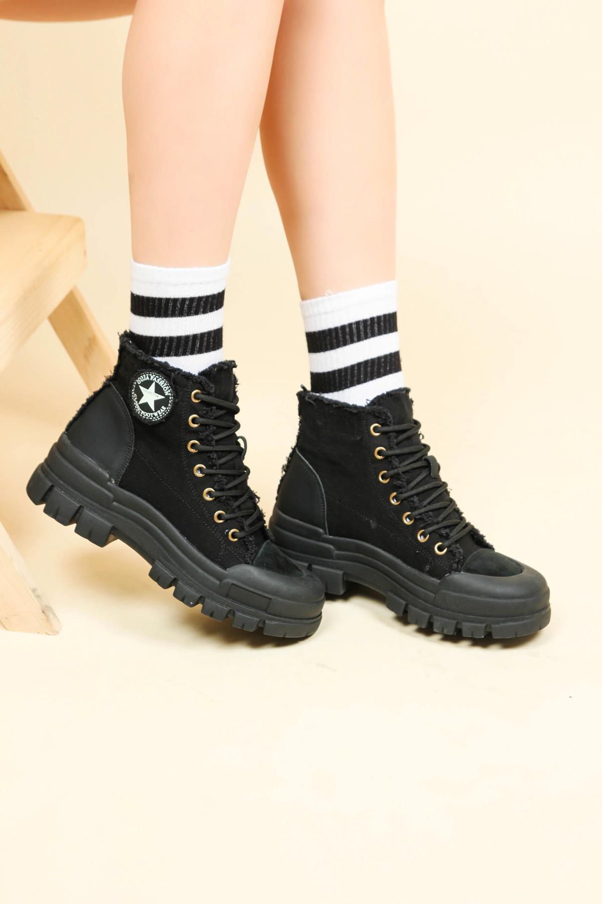 GUJA Kanvas Sneakers SİYAHBOT