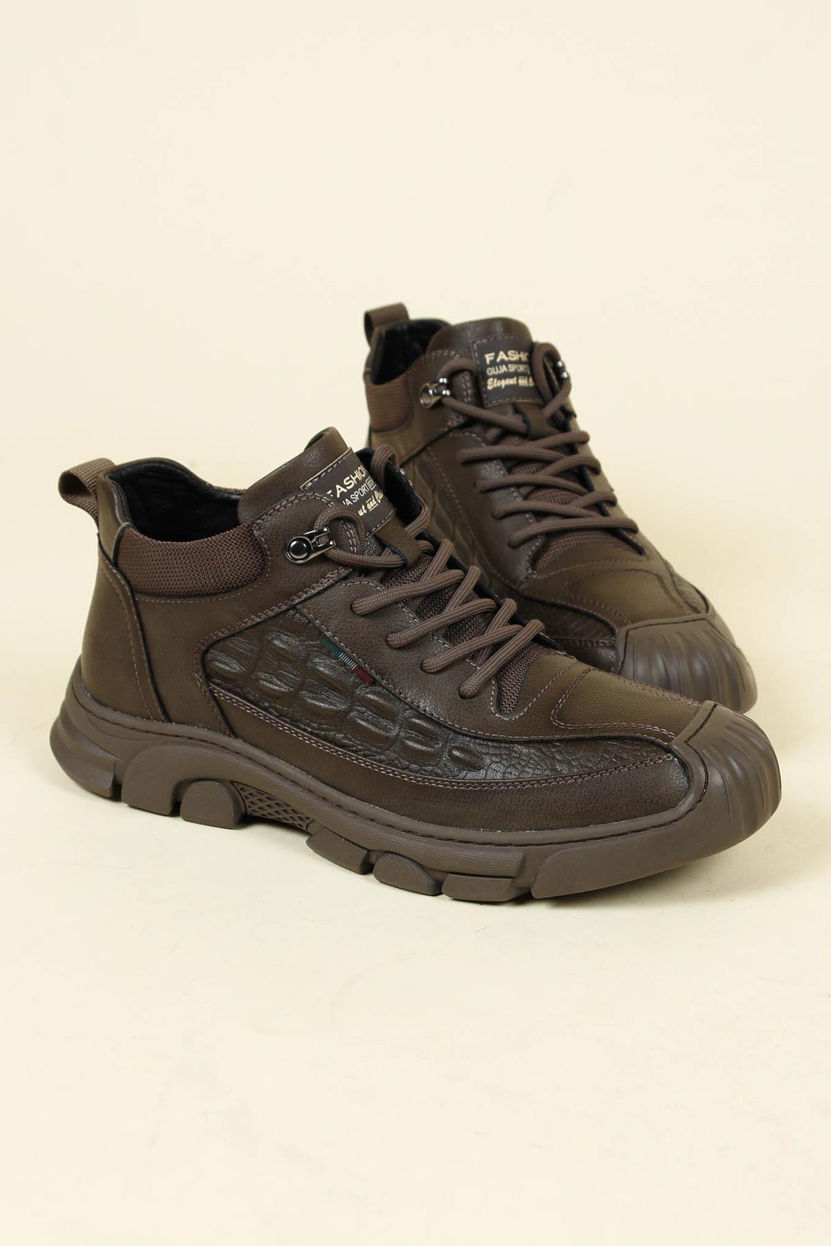 GUJA Kroko Garnili Bağcıklı Casual Erkek Ayakkabı HAKİERKEK