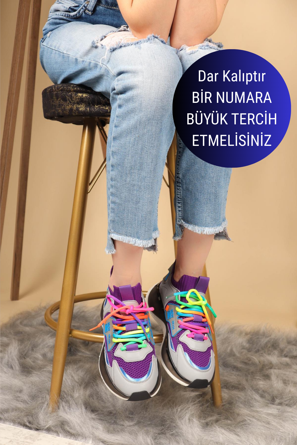 GUJA Renkli Bağcıklı Triko Unisex Spor Ayakkabı MORSPOR AYAKKABI