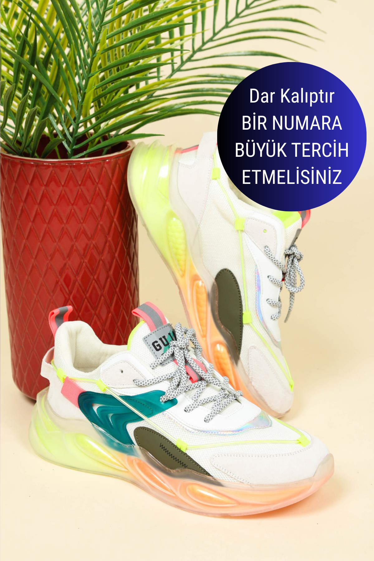 GUJA Şeffaf Taban Renk Garnili Erkek Spor Ayakkabı TENERKEK