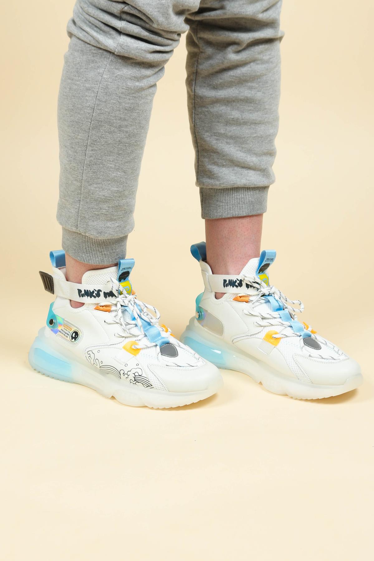 GUJA Triko Cilt Garnili Bilekli Erkek Sneakers BEYAZERKEK