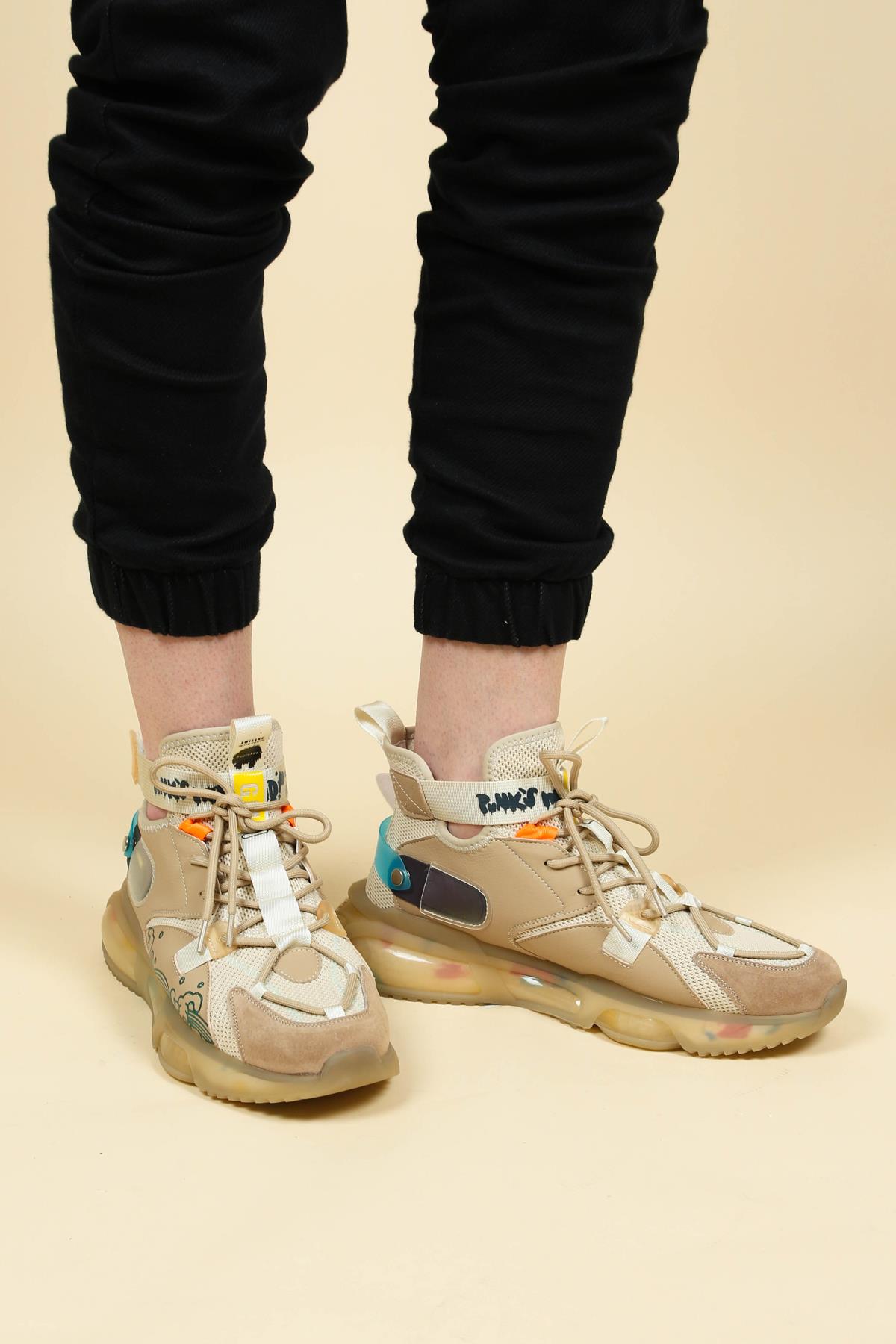 GUJA Triko Cilt Garnili Bilekli Erkek Sneakers BEJERKEK