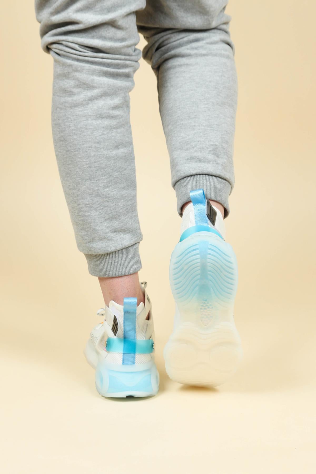 GUJA Triko Cilt Garnili Bilekli Erkek Sneakers BEYAZERKEK