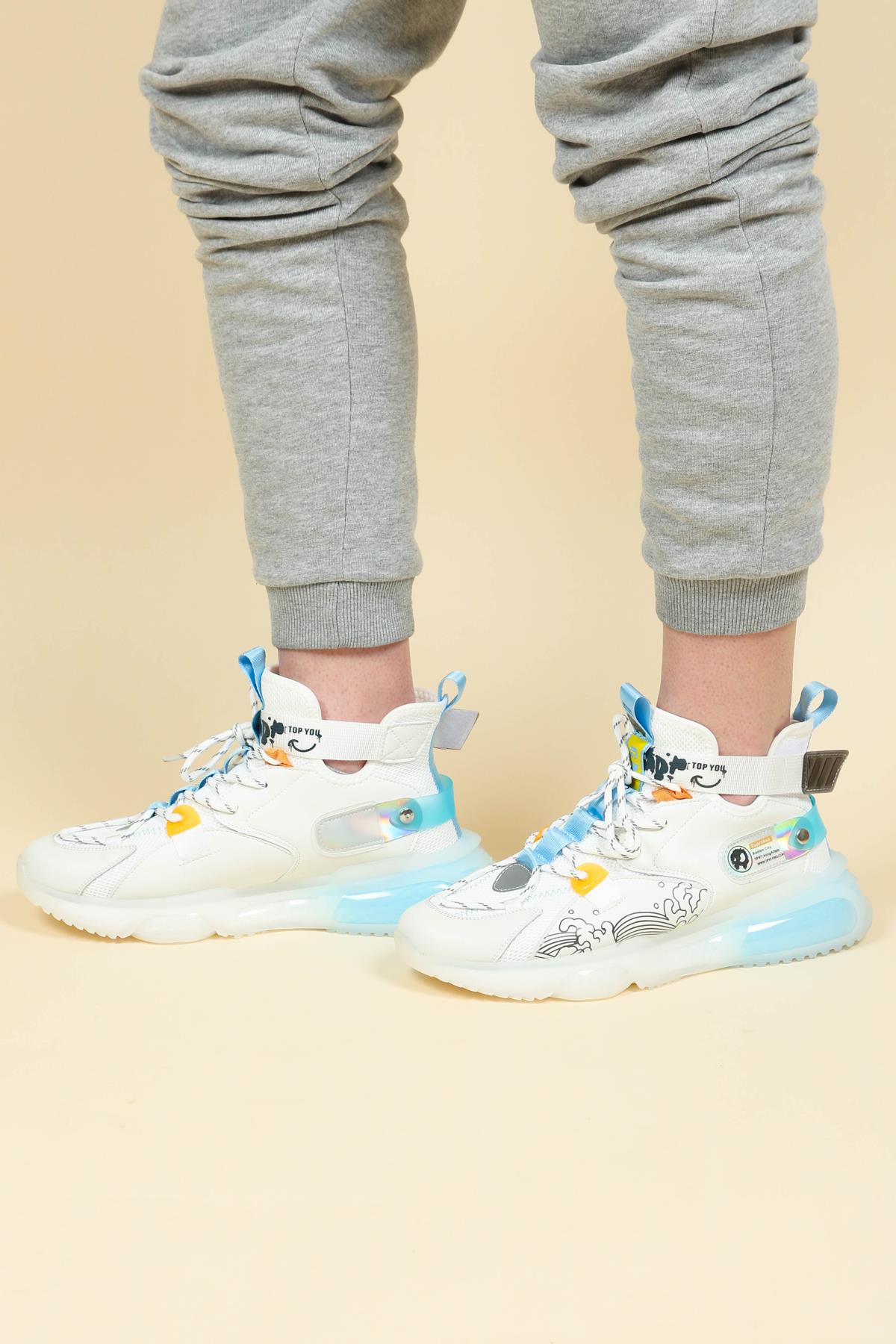 GUJA Triko Cilt Garnili Bilekli Erkek Sneakers BEYAZERKEK