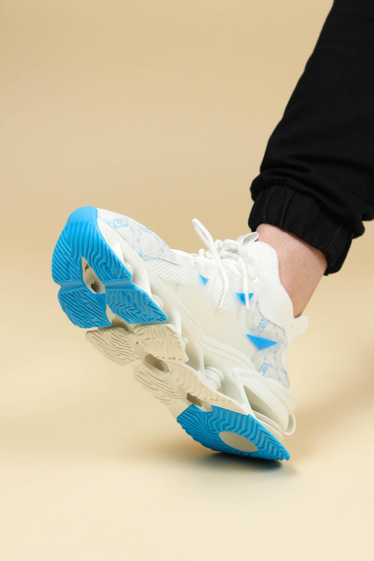 GUJA Yaylı Taban Triko Erkek Spor Ayakkabı BEYAZERKEK