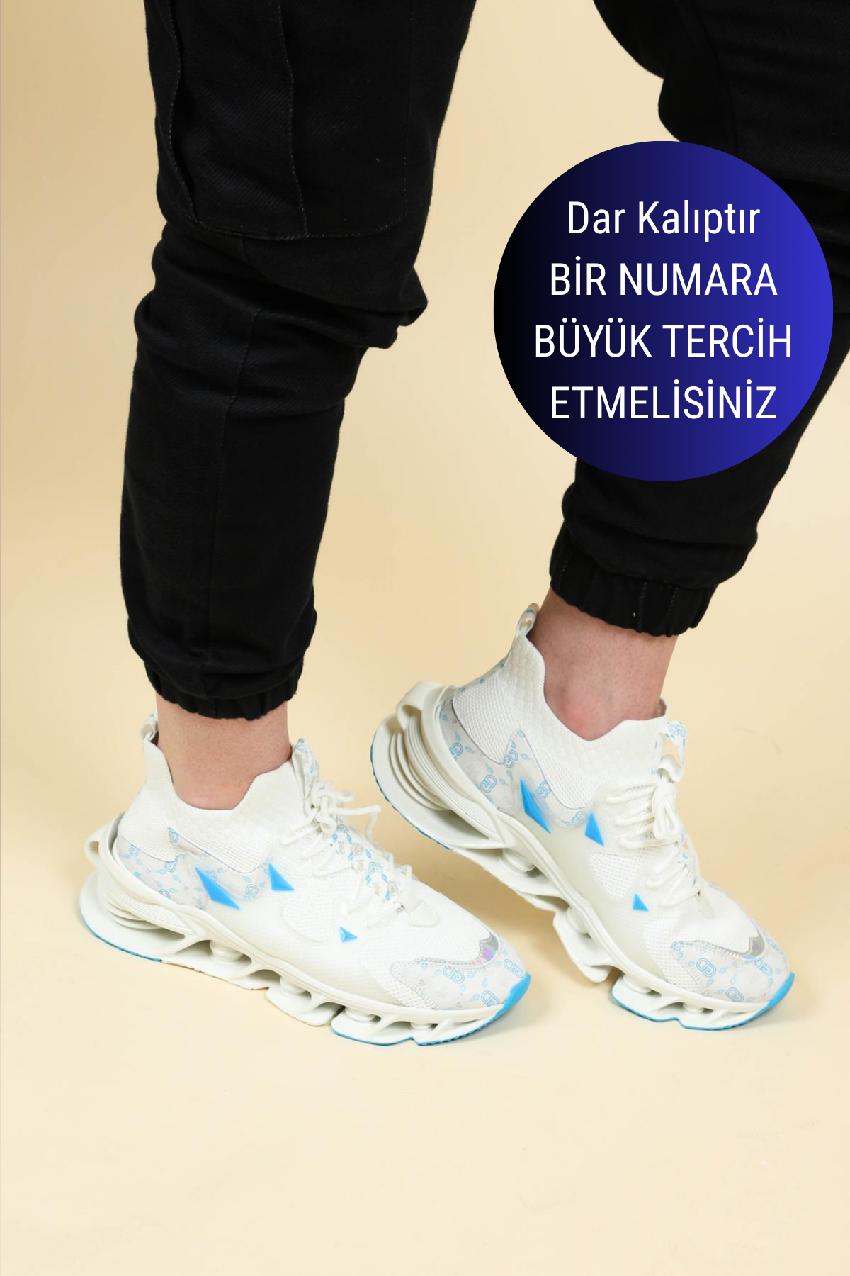 GUJA Yaylı Taban Triko Erkek Spor Ayakkabı BEYAZERKEK