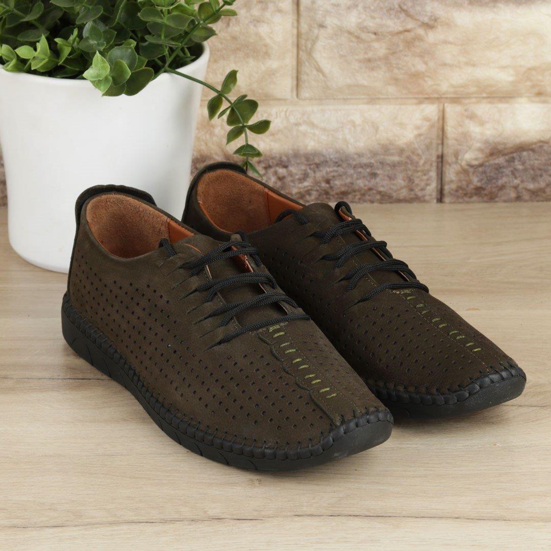 Haki Hakiki Deri Erkek Günlük Ayakkabı