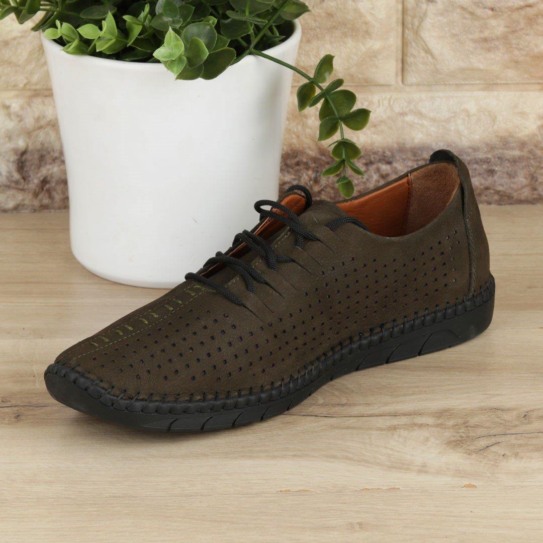 Haki Hakiki Deri Erkek Günlük Ayakkabı