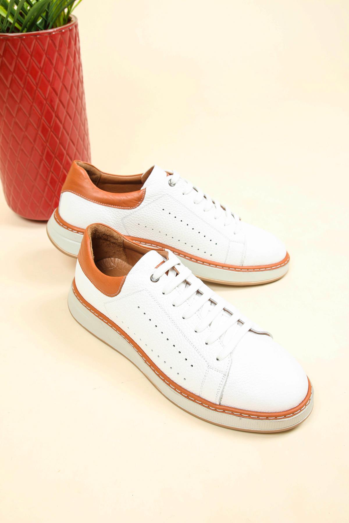 Hakiki Deri Renk Garnili Bağcıklı Erkek Ayakkabı TABAERKEK