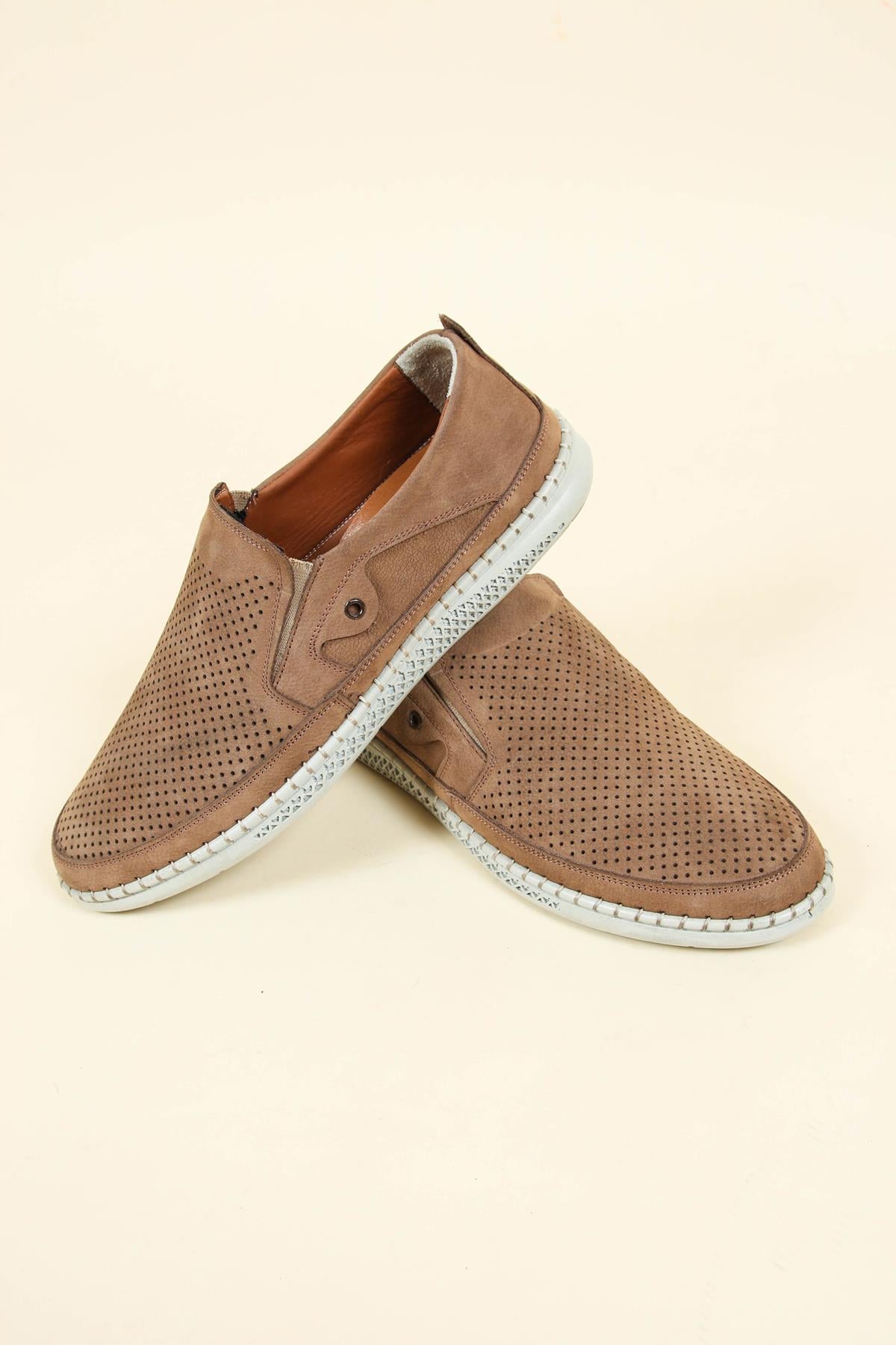 nagunagu333 Hakiki Nubuk Delikli Casual CAMEL