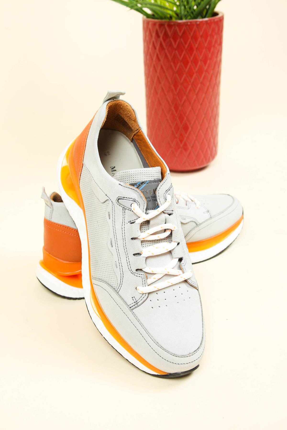 Hakiki Nubuk Havalı Taban Casual Erkek Ayakkabı GRİERKEK