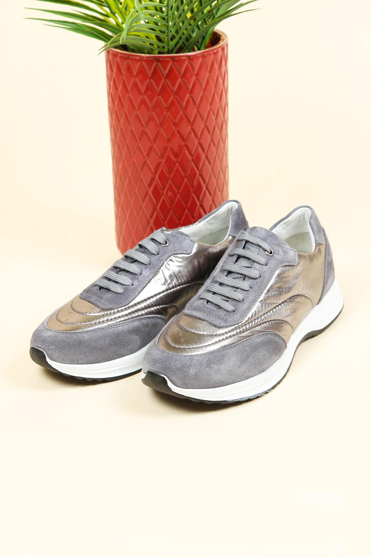 Hakiki Süet Parlak Garnili Bağcıklı Erkek Ayakkabı GRİERKEK