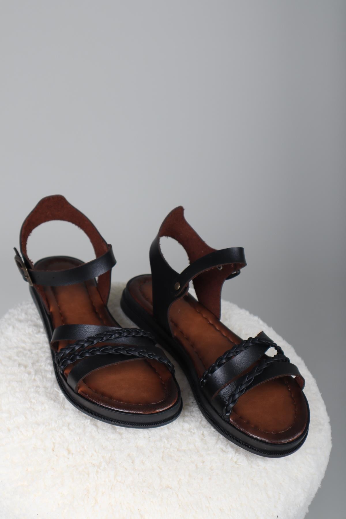 Hena Örgü Vaketa Sandalet SİYAHSANDALET