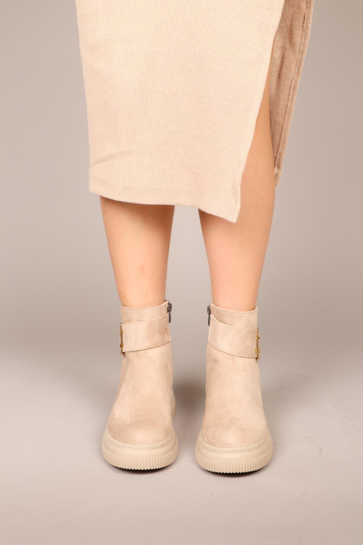 HİLDA Gold Tokalı Süet Bilek Bot TENBOT