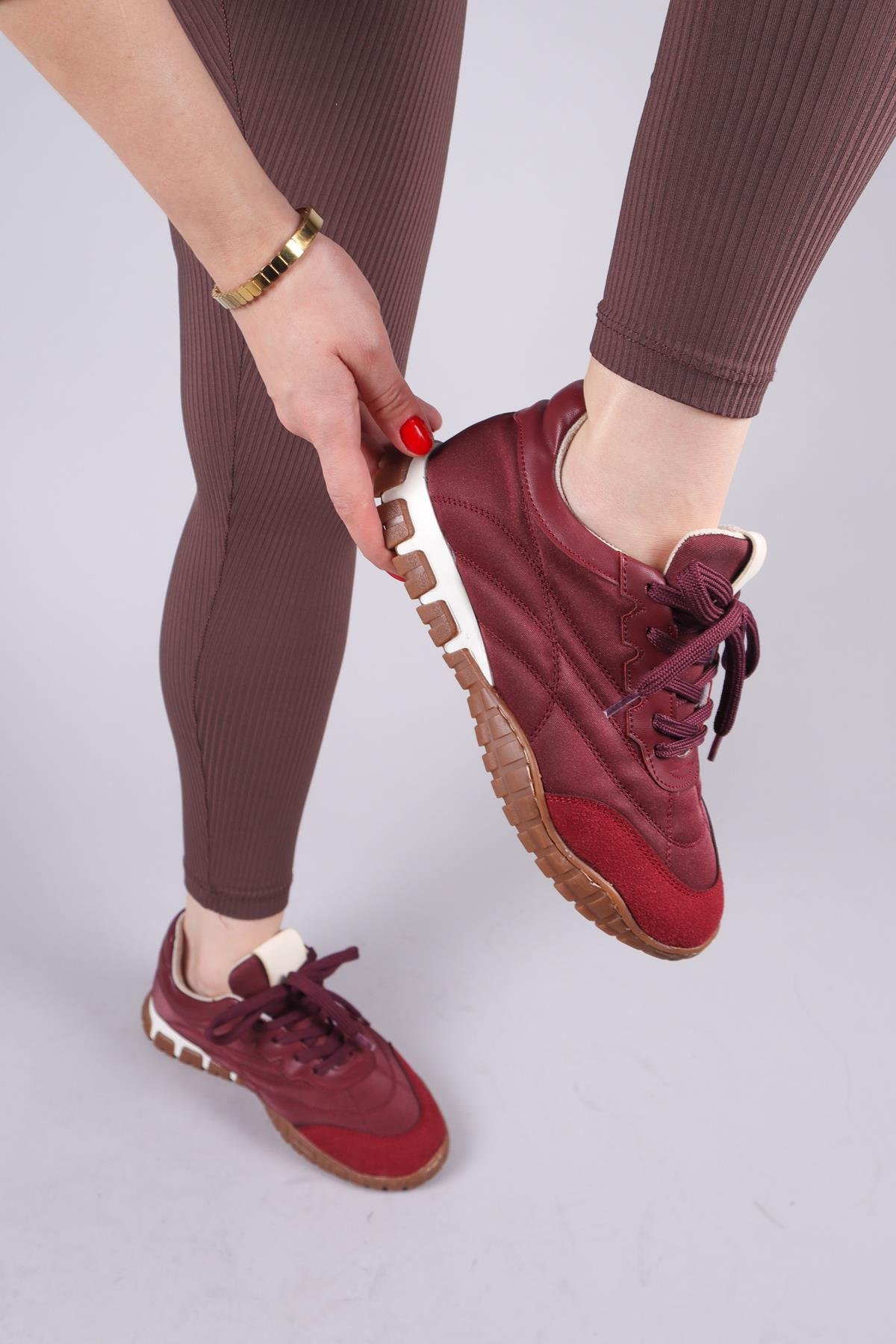 HİMARA Süet-Cilt Garnili Spor Ayakkabı BORDOSPOR AYAKKABI