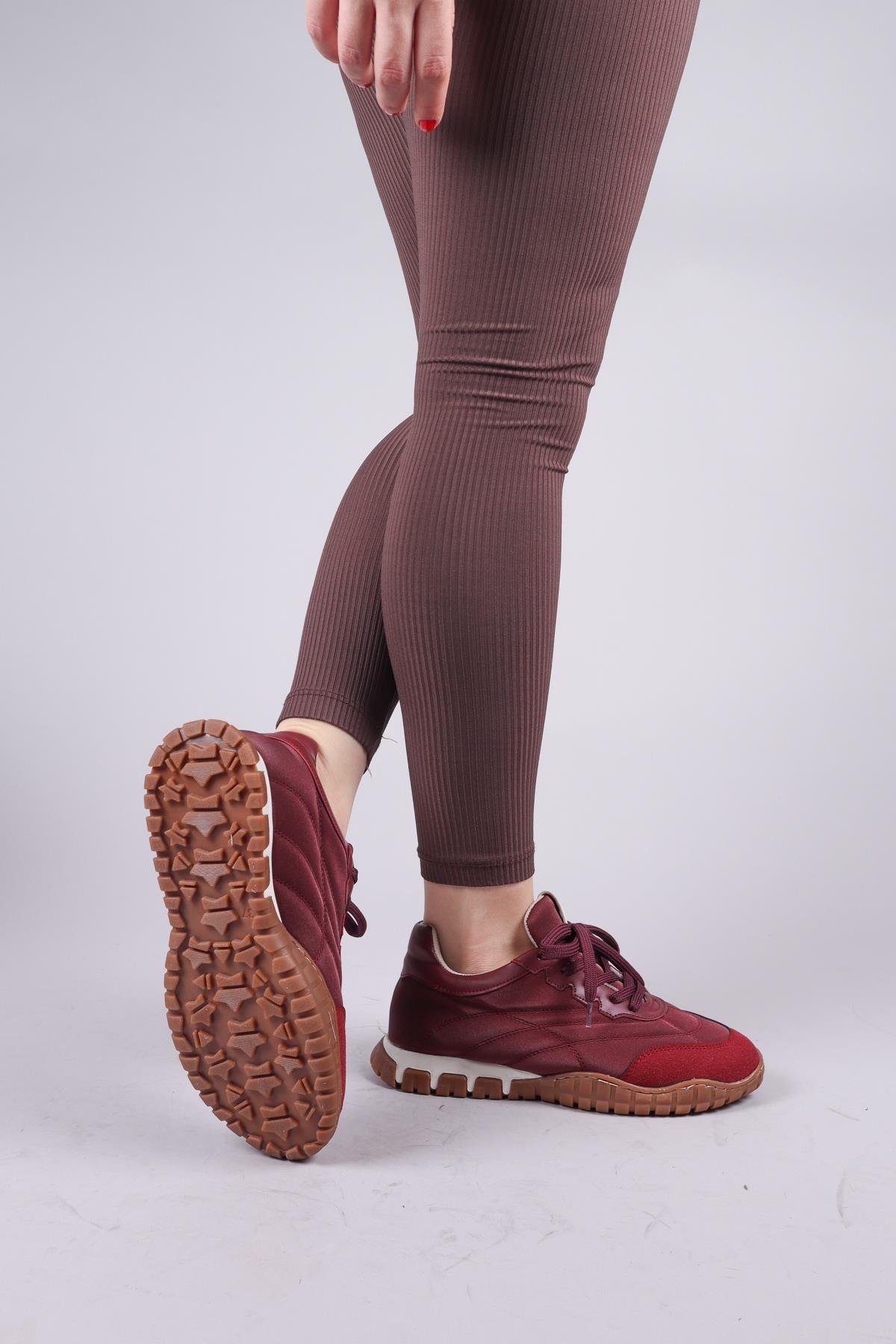 HİMARA Süet-Cilt Garnili Spor Ayakkabı BORDOSPOR AYAKKABI