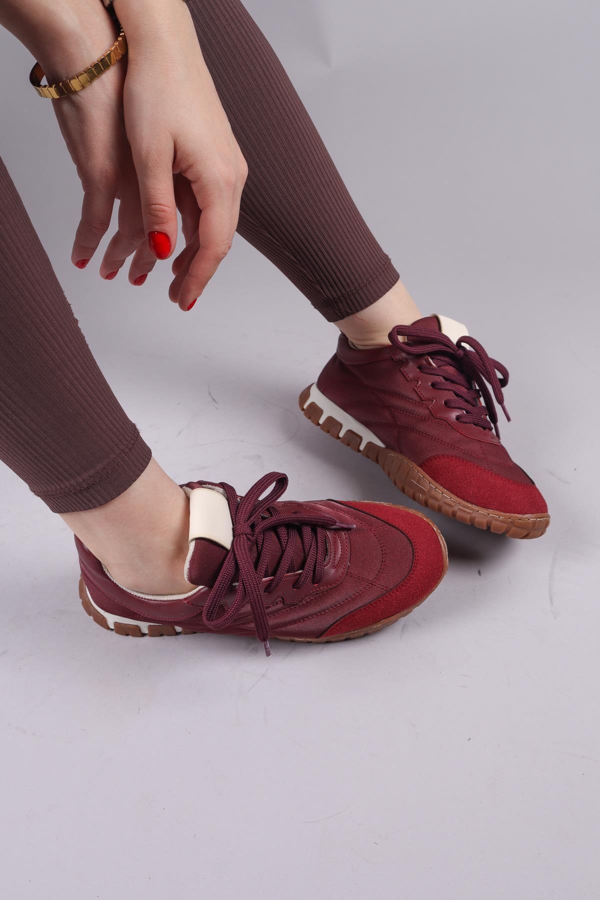 HİMARA Süet-Cilt Garnili Spor Ayakkabı BORDOSPOR AYAKKABI