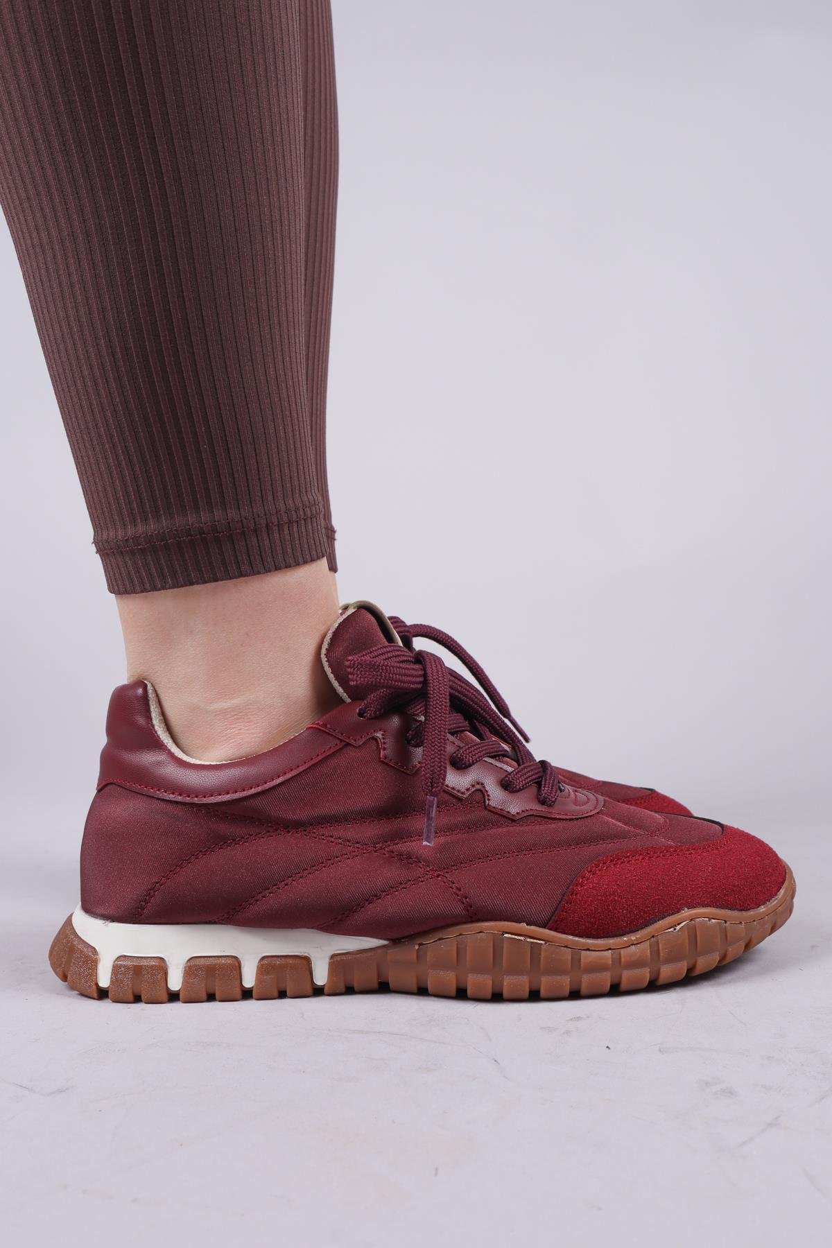 HİMARA Süet-Cilt Garnili Spor Ayakkabı BORDOSPOR AYAKKABI