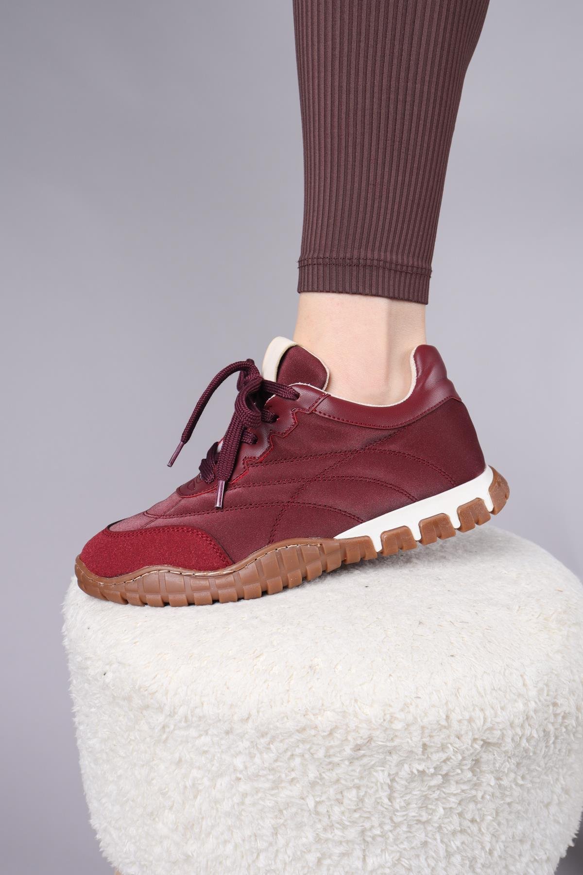 HİMARA Süet-Cilt Garnili Spor Ayakkabı BORDOSPOR AYAKKABI