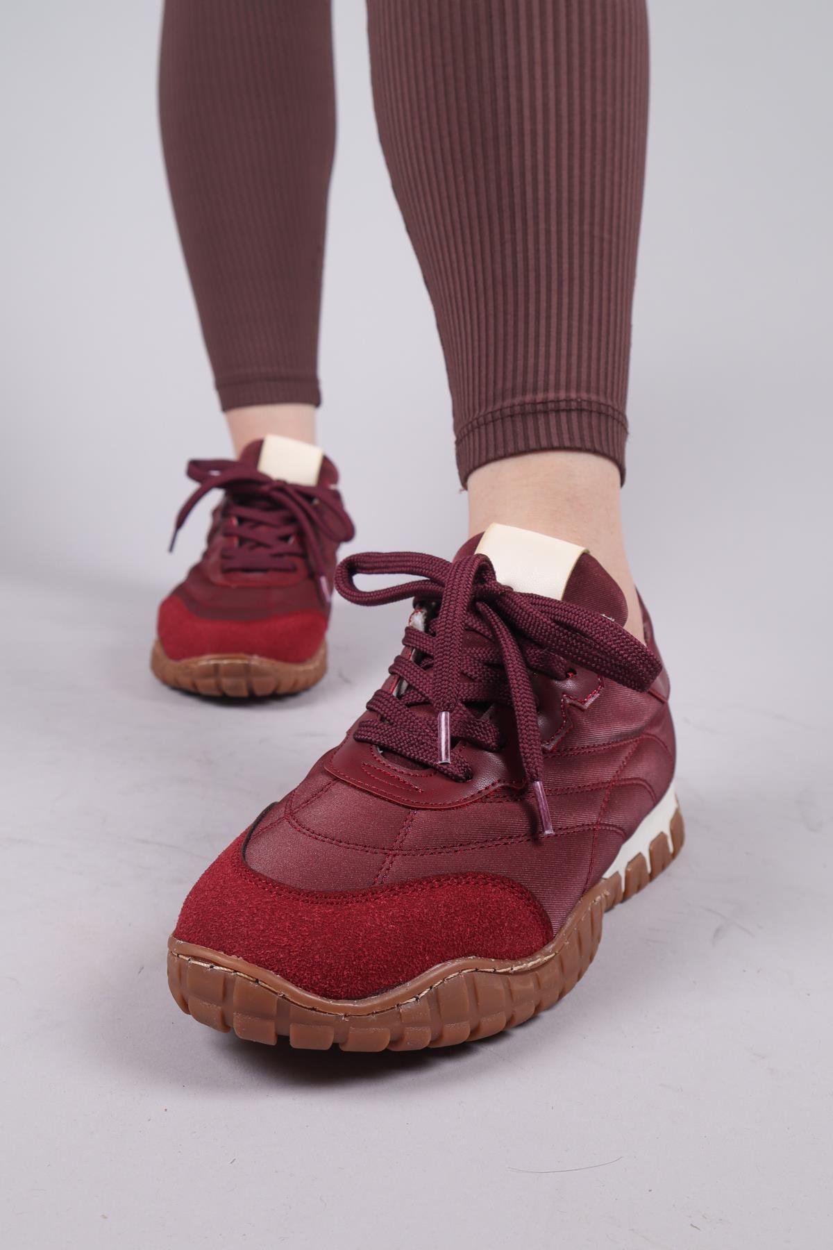 HİMARA Süet-Cilt Garnili Spor Ayakkabı BORDOSPOR AYAKKABI
