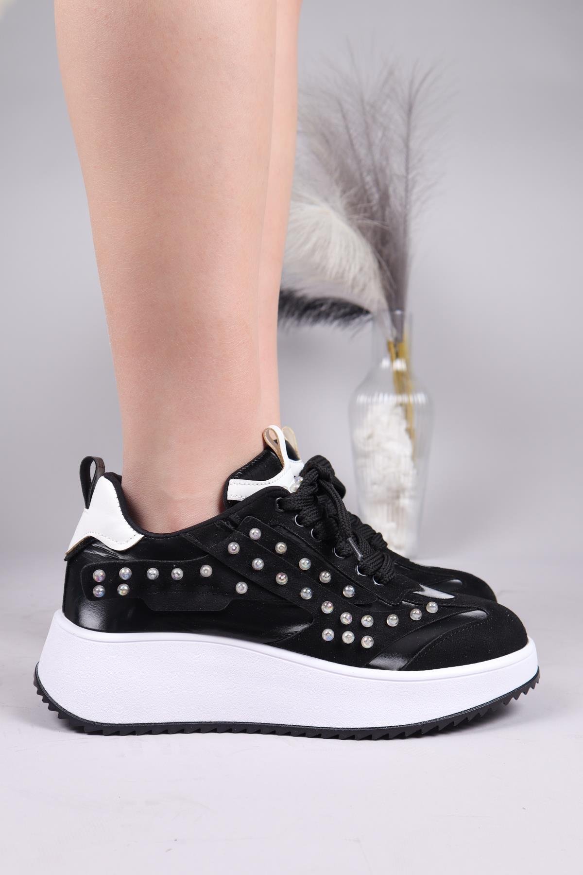 HOBART Şeffaf Çakım Boncuklu Sneakers SİYAHSPOR AYAKKABI