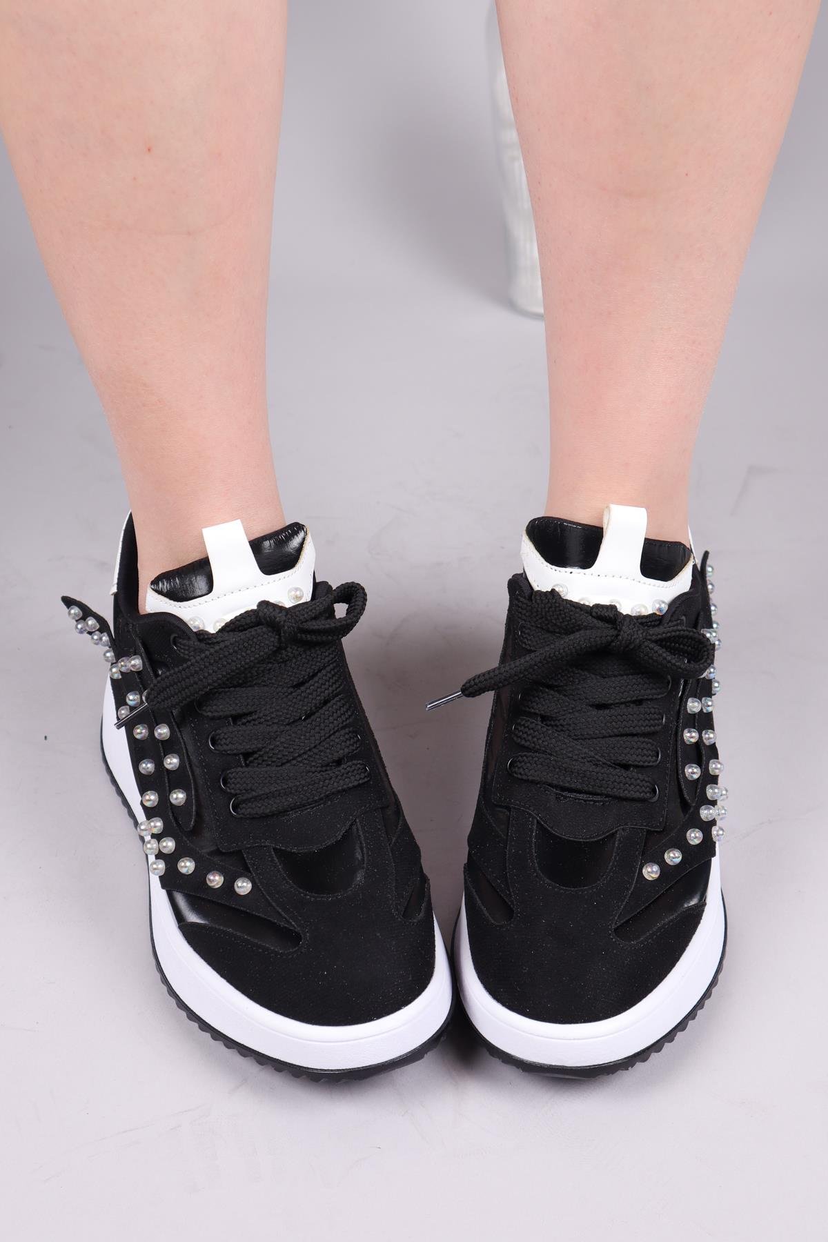 HOBART Şeffaf Çakım Boncuklu Sneakers SİYAHSPOR AYAKKABI