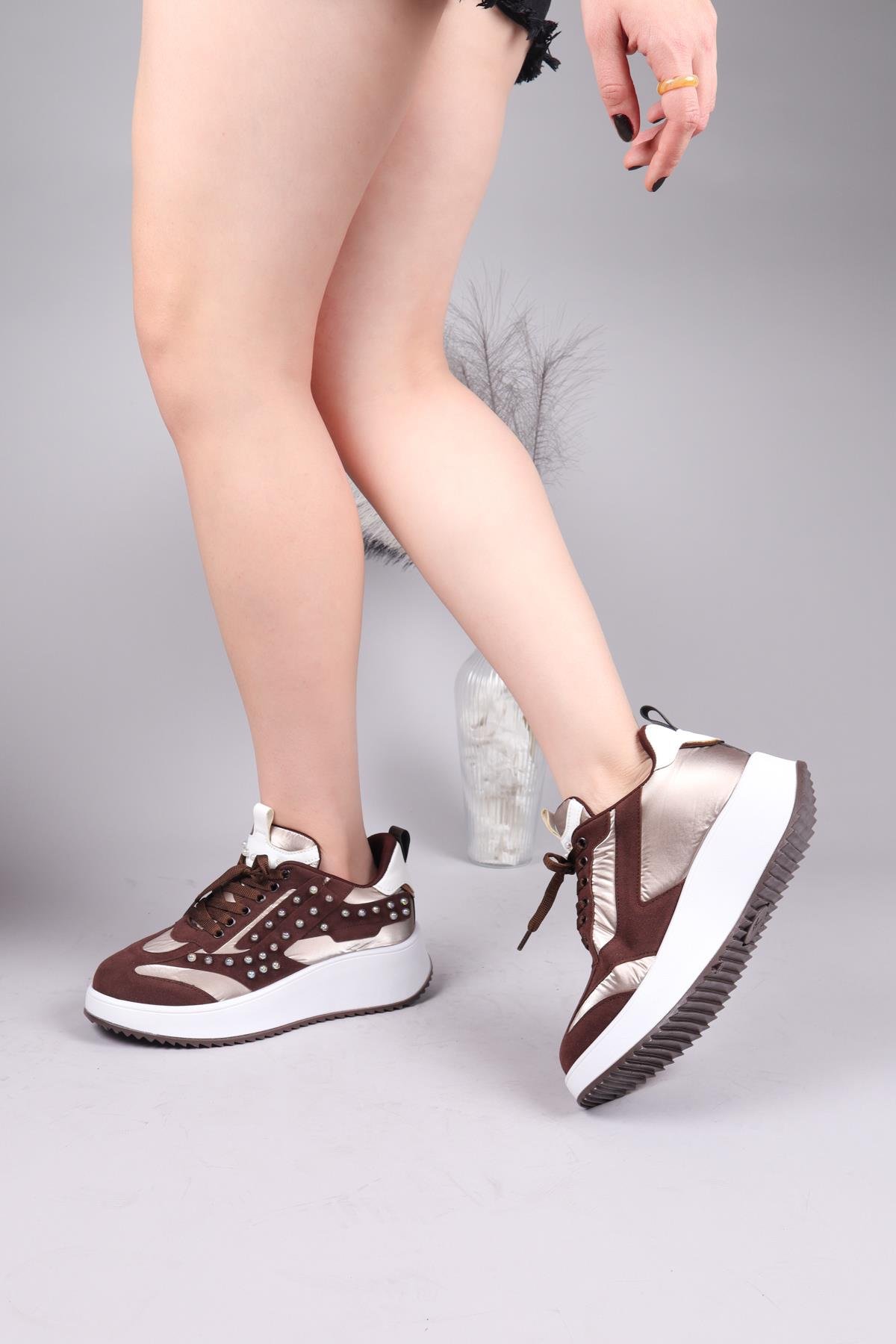 HOBART Şeffaf Çakım Boncuklu Sneakers KAHVERENGİSPOR AYAKKABI