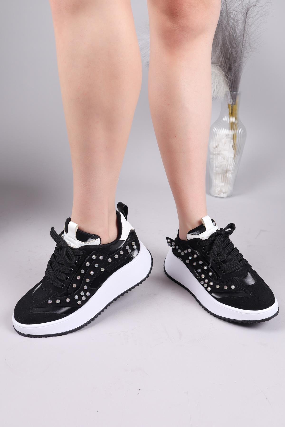 HOBART Şeffaf Çakım Boncuklu Sneakers SİYAHSPOR AYAKKABI