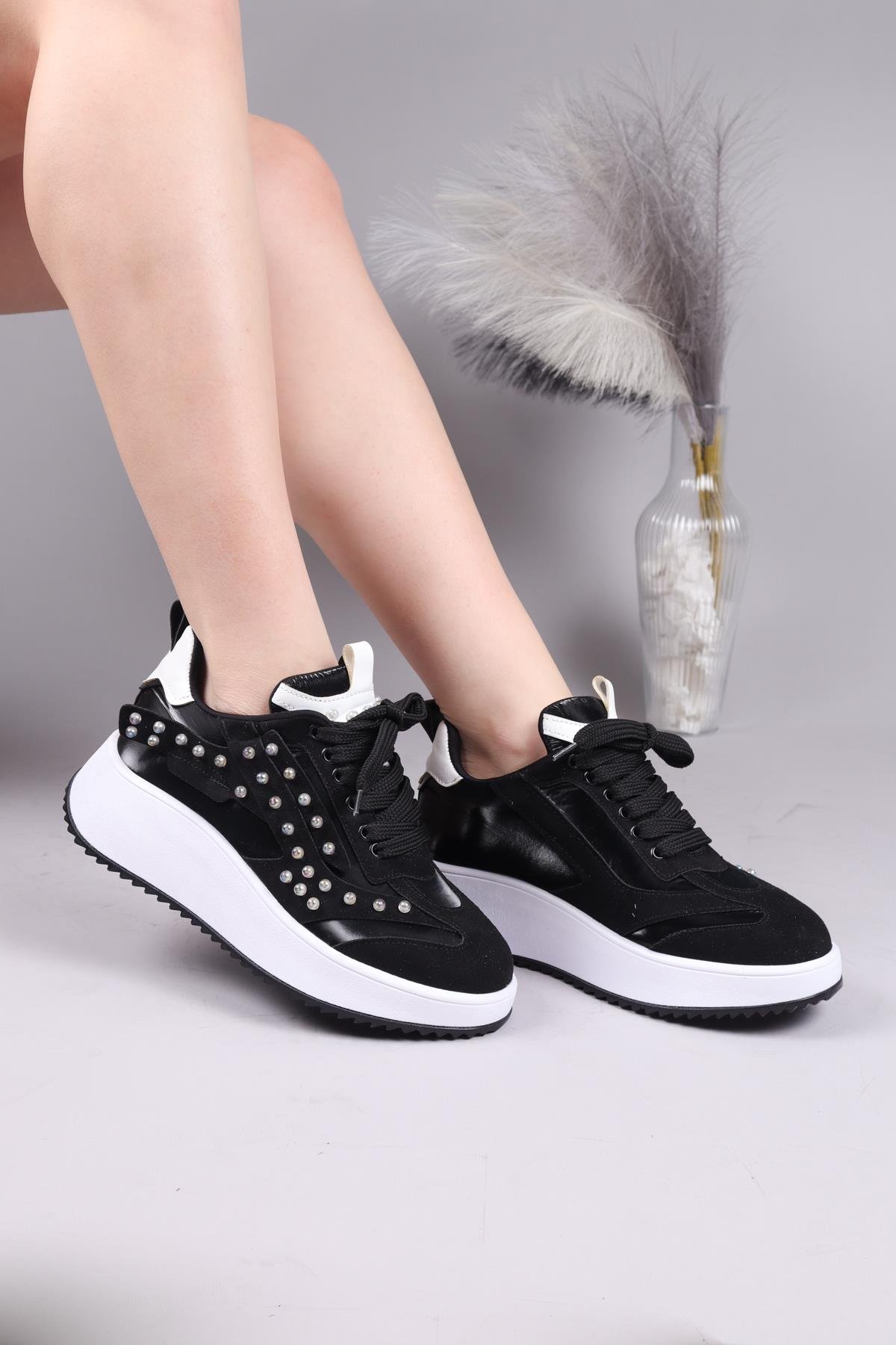 HOBART Şeffaf Çakım Boncuklu Sneakers SİYAHSPOR AYAKKABI