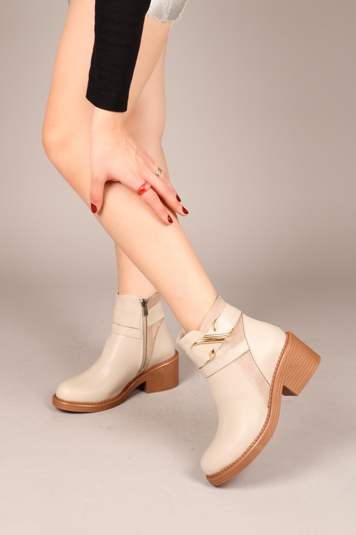 JOVANA Süet-Cilt Kadın Topuklu Bot TENBOT