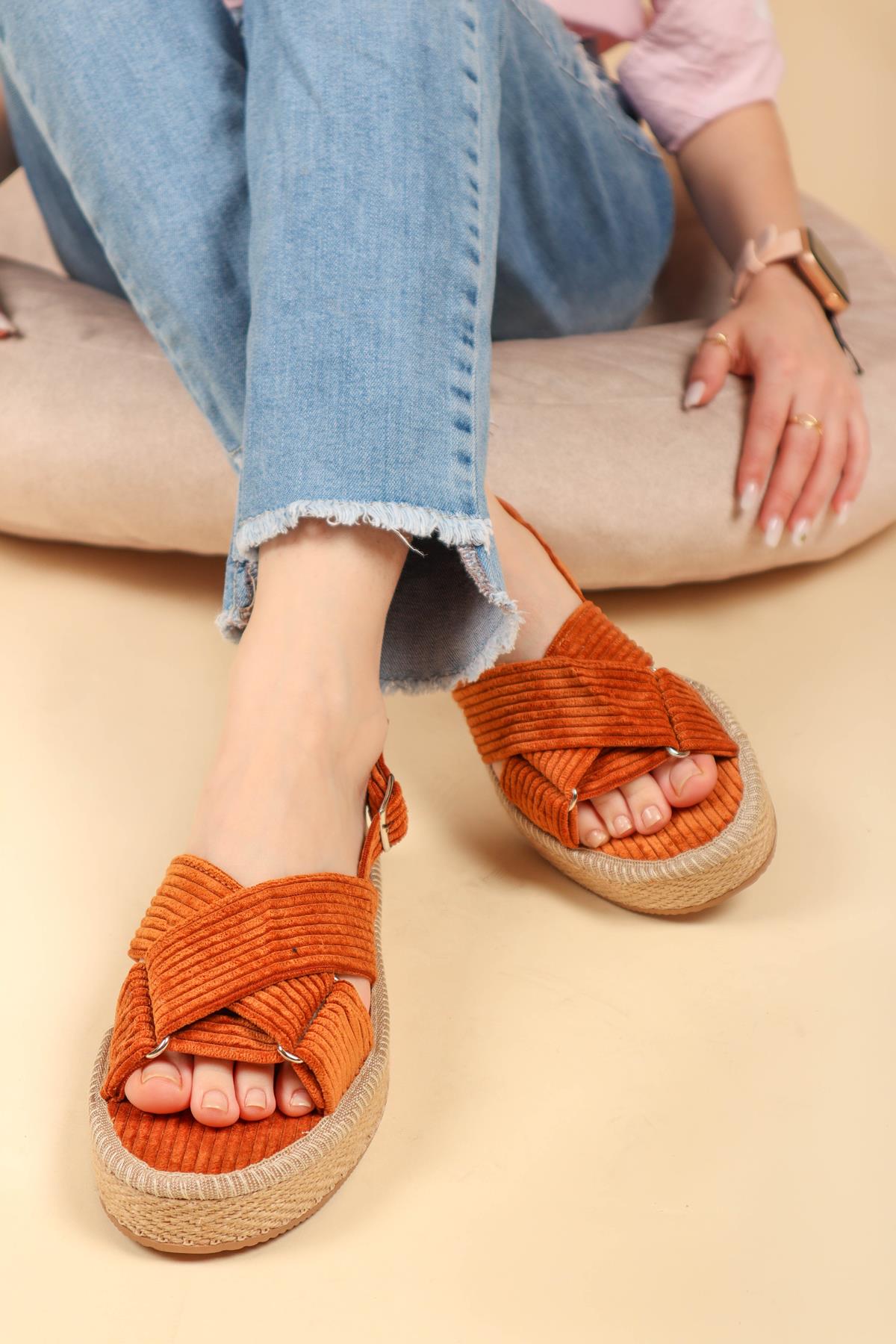 Kadife Çapraz Sandelet TABASANDALET