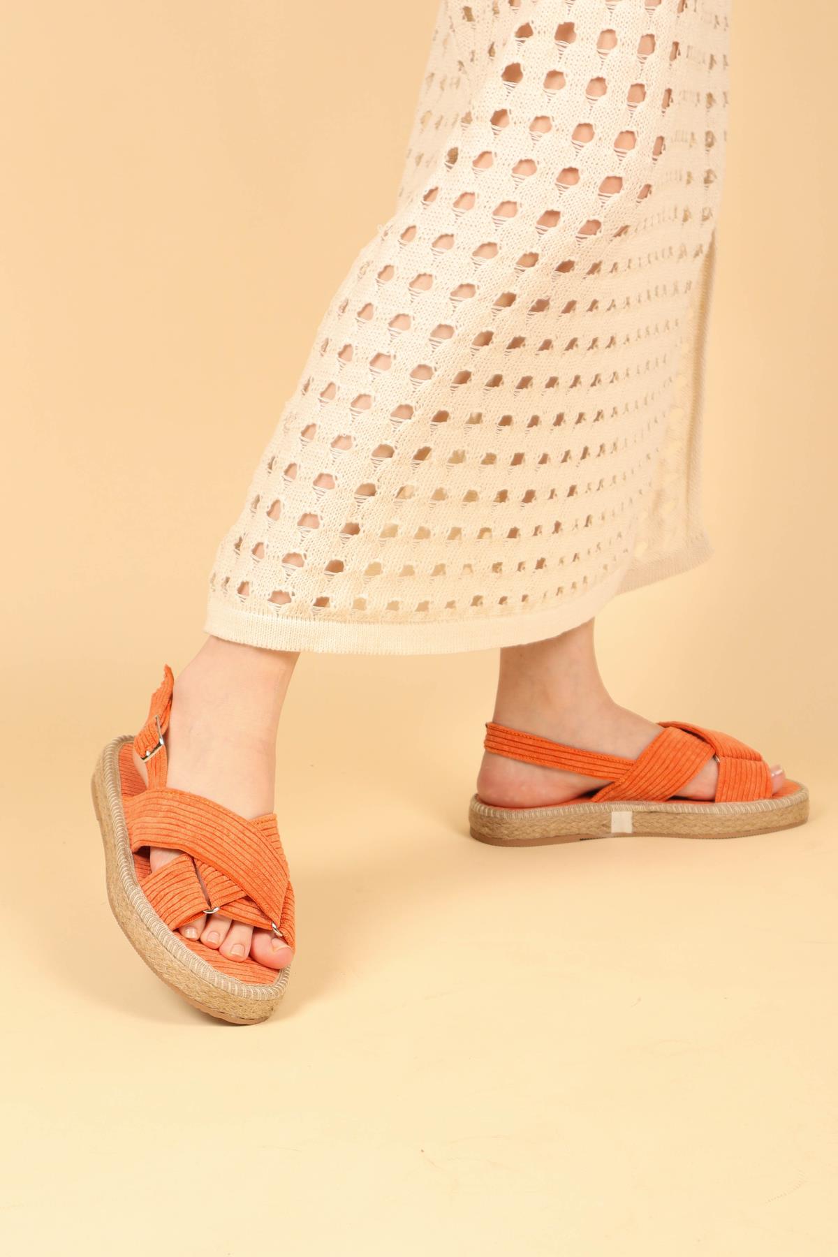 Kadife Çapraz Sandelet TURUNCUSANDALET