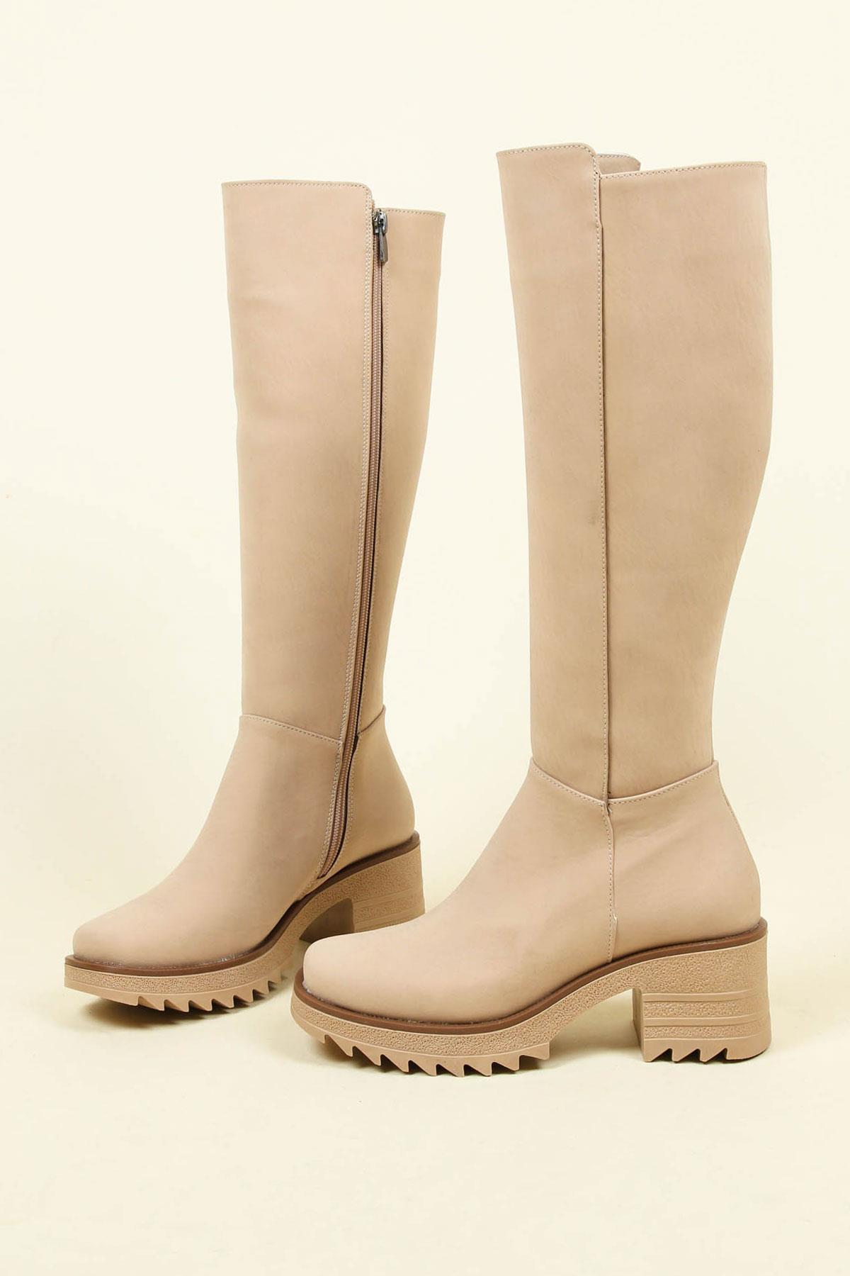 Kalın Topuklu Nubuk Çizme TENÇİZME 
