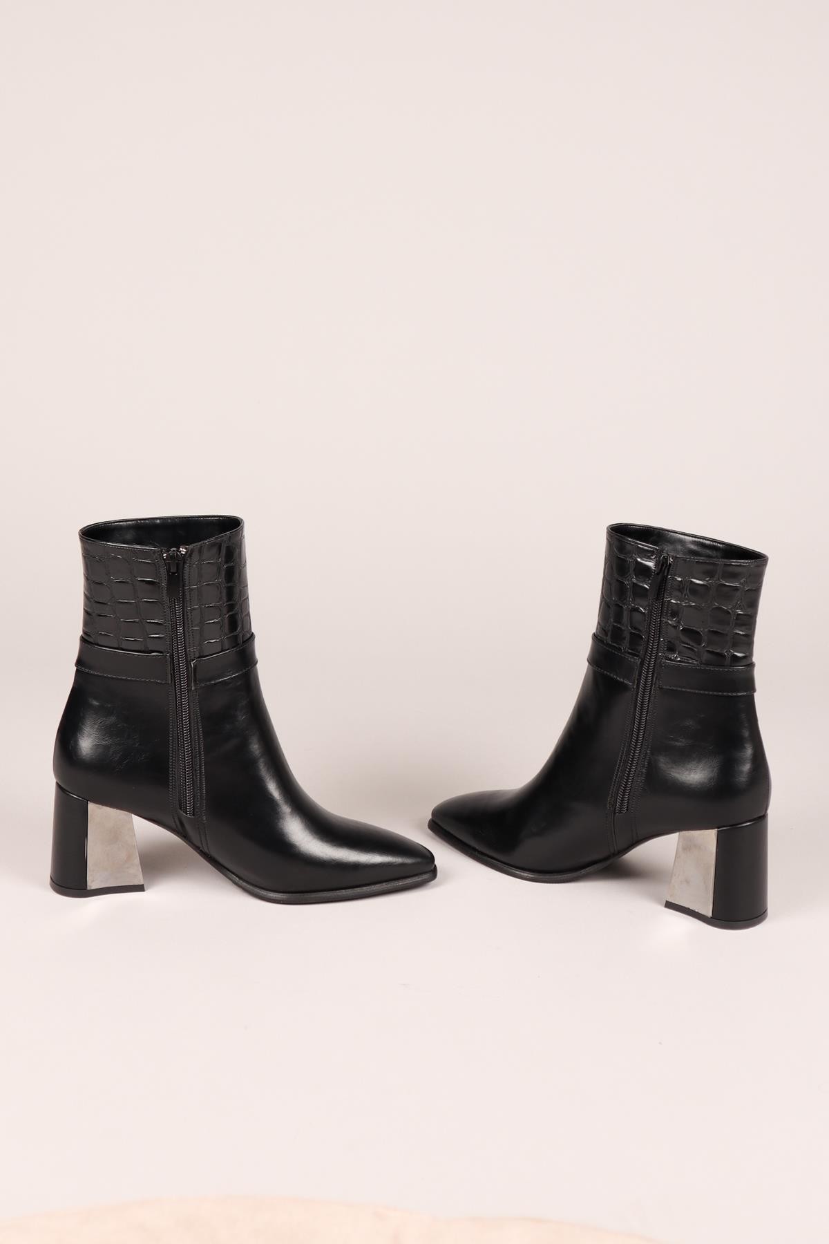 KATYA Kroko Detaylı Topuklu Bot SİYAHBOT