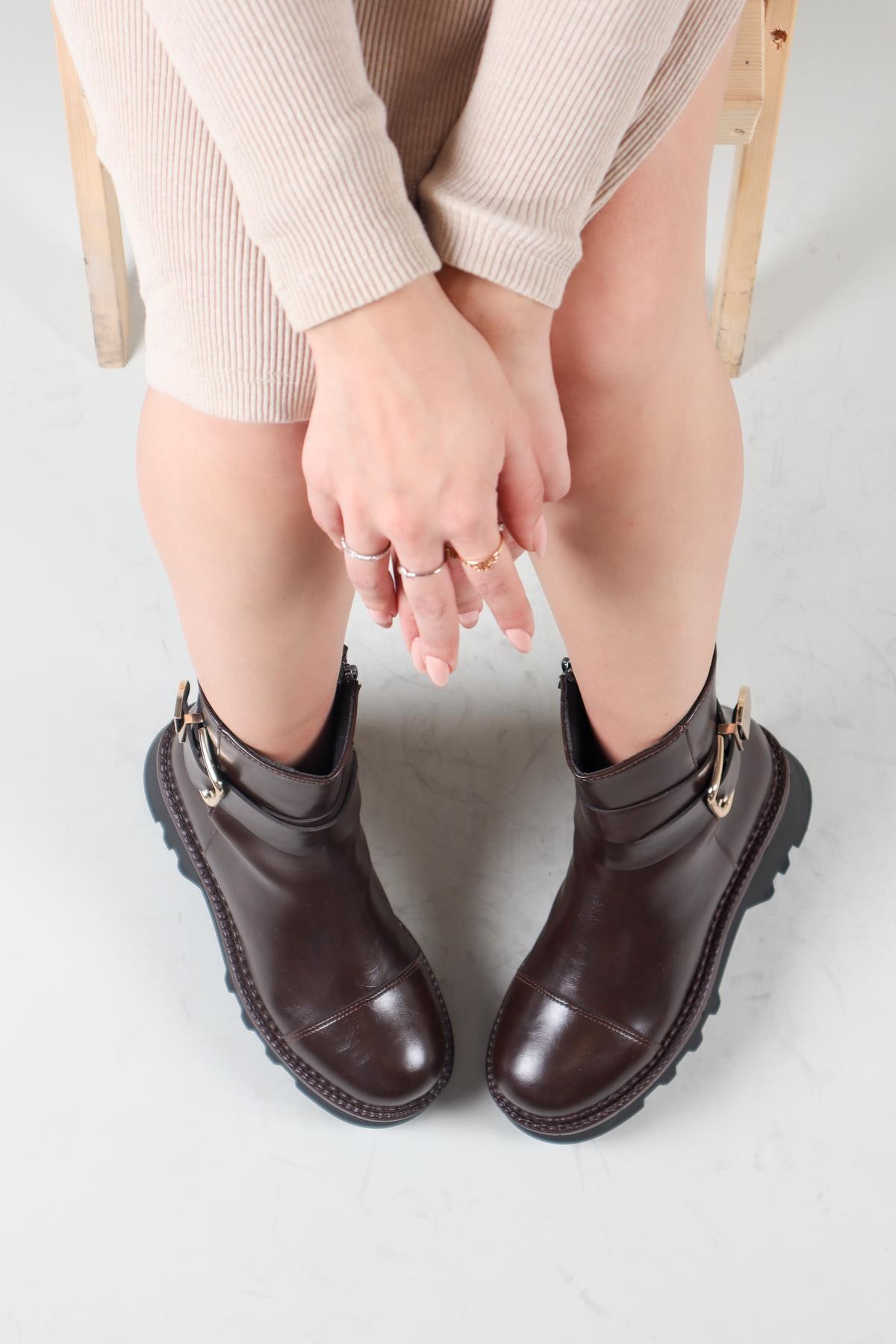 LENKA Toka Detaylı Kadın Bot KAHVERENGİBOT