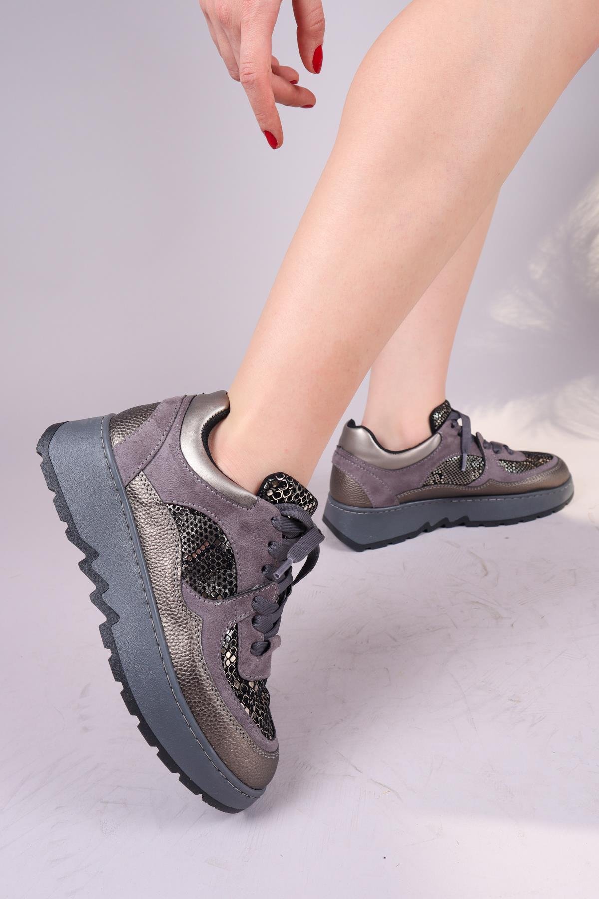 LİLY Süet Cilt Garnili Sneakers PLATİNSPOR AYAKKABI