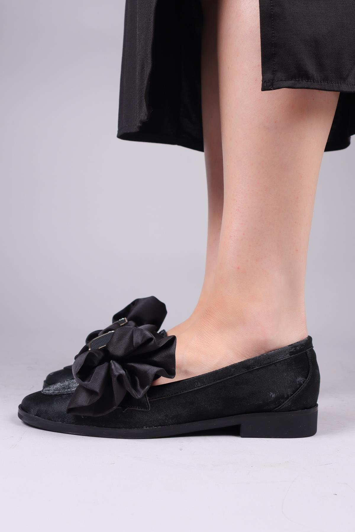 LOBİTO Saten Fiyonklu Loafer SİYAHBABET