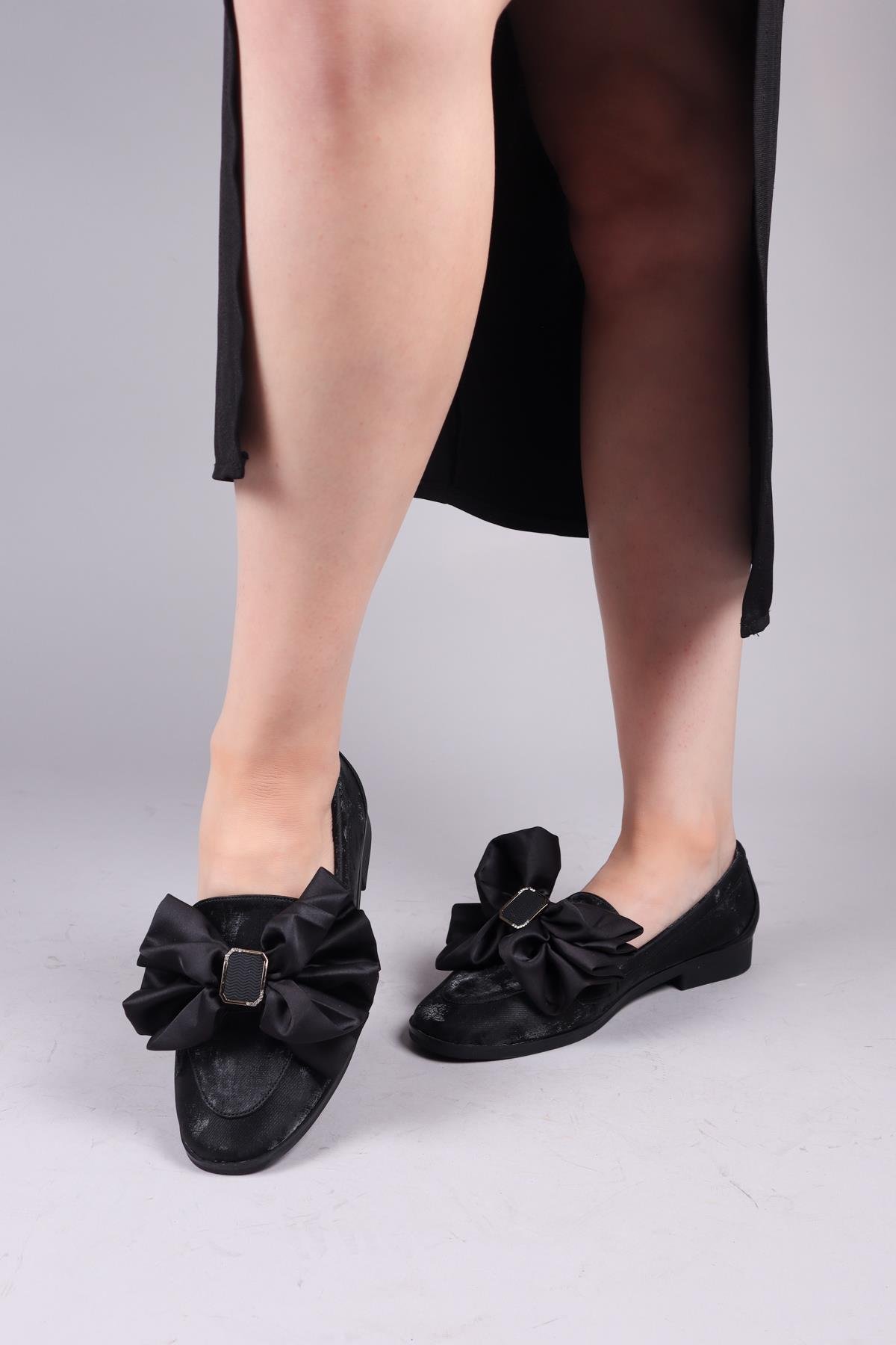 LOBİTO Saten Fiyonklu Loafer SİYAHBABET