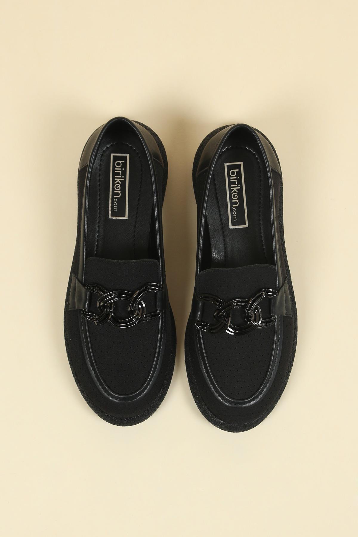 Metal Halkalı Delikli Loafer SİYAHBABET
