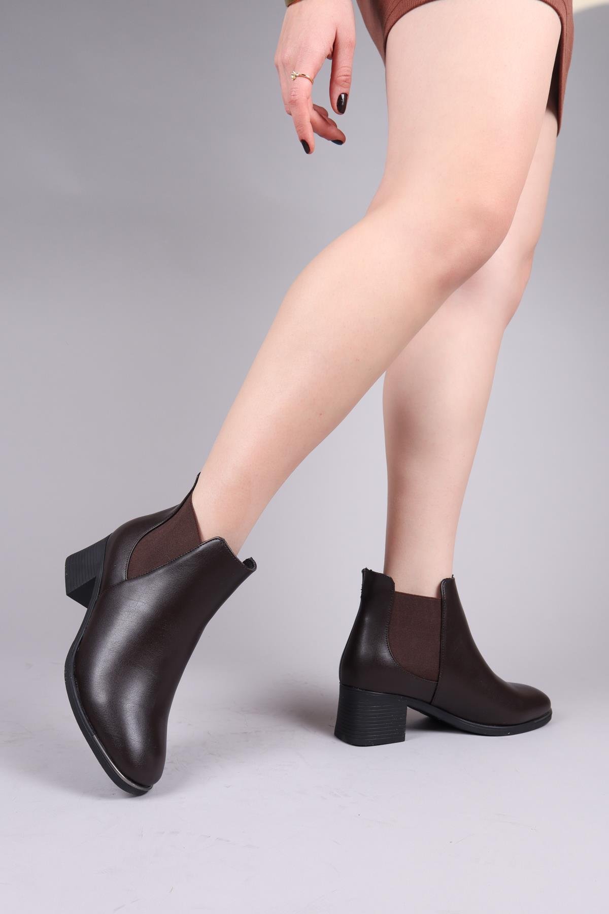 MİLDURA Lastikli Alçak Topuklu Bot KAHVERENGİBOT